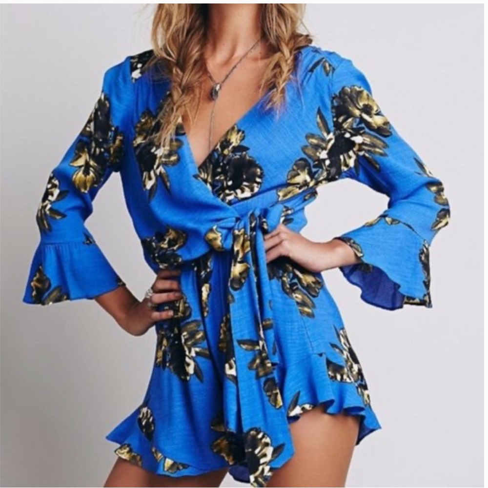 Royal Blue Floral Romper Size Medium